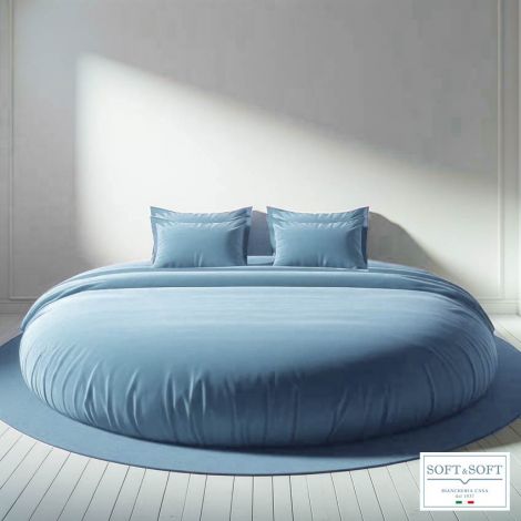 ROUND Sheet set for ROUND BED with 4 PILLOWCASES - Light blue