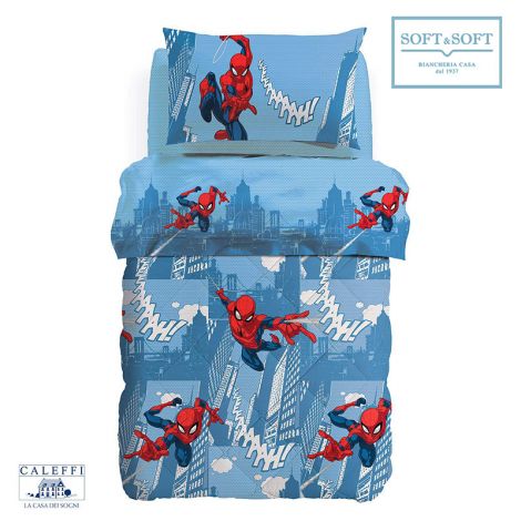 SPIDER-MAN CITTA' Cotton winter quilt for SINGLE size Marvel CALEFFI