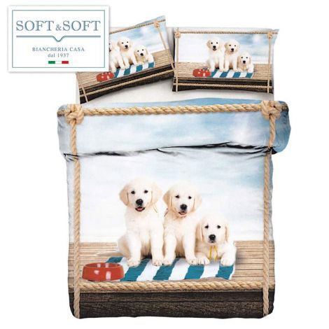 SUMMER Duvet cover set for single bed DIGITAL PRINT Labrador dogs