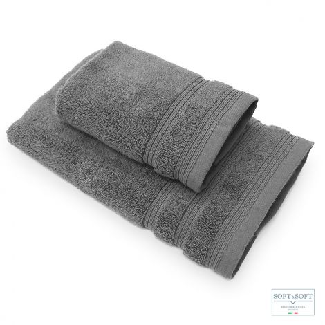 ZERO set asciugamani 1+1 spugna di cotone 650gr-Fumo