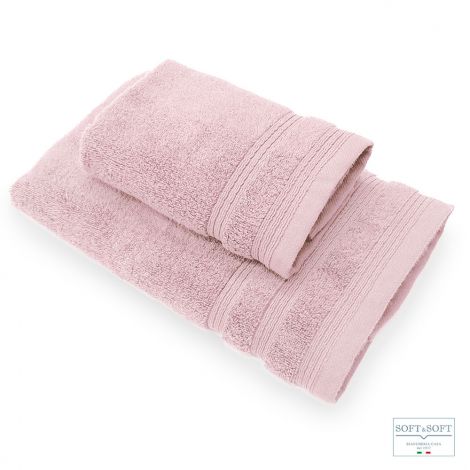 ZERO set asciugamani 1+1 spugna di cotone 650gr-Rosa