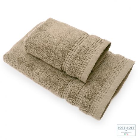 ZERO set asciugamani 1+1 spugna di cotone 650gr-Tortora