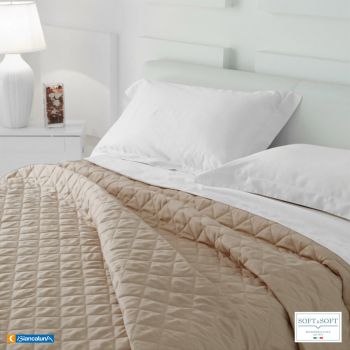 ANAIS DOUBLE quilted bedspread in cotton satin BIANCALUNA-Tortora