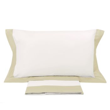 BALZA RASO Complete Double Bed Sheets Pure Cotton CREOLE-Cream/Cord