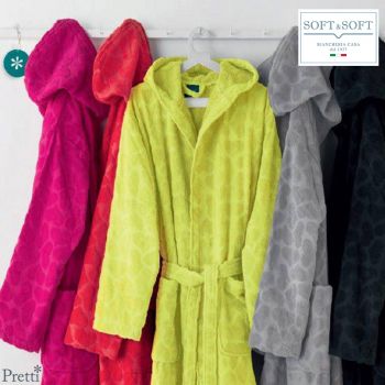 BATTICUORE adult bathrobe jacquard in pure Pretti cotton terry