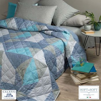 DENIM BLUES copriletto trapuntato matrimoniale 260×265 CALEFFI-Blu