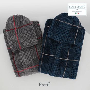 GALLES accappatoio adulto tartan scozzese in spugna di puro cotone Pretti