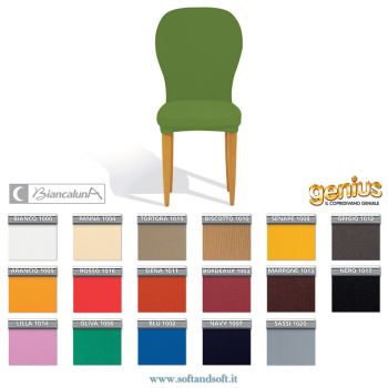 Copri sedia universale elasticizzato che copre anche lo schienale imbottito nella seduta e nello schienale tinta unita Genius Biancaluna disponibile in tutti i colori