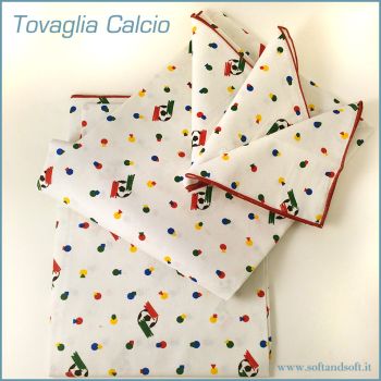 BALL Tovaglia per 6 con tovaglioli cm 150x180 calcio