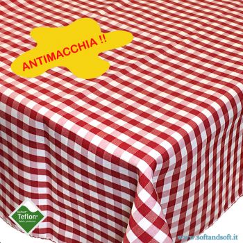 BORA Table cloth for 6 cm 140x180 check pattern no stain TEFLON - red