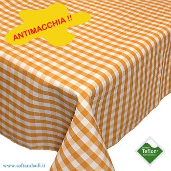 BORA Table cloth for 6 cm 140x180 check pattern no stain TEFLON - yellow