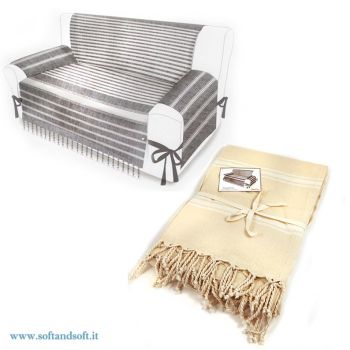 Armchair cover fabric Fouta with fringes