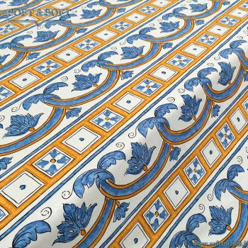 CALTAGIRONE decor fabric cm 140 super thin canvas blue and yellow 