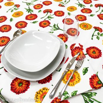 GERBERA Pure Cotton Table Set  for 8 people Tablecloth+Napkins