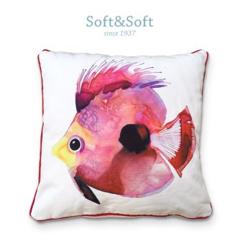 SANTORINI RED FISH Cuscino Arredo Imbottito cm 45x45
