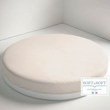 ROTONDO lenzuola per letto rotondo da Sotto con Elastico cm 230 Panna