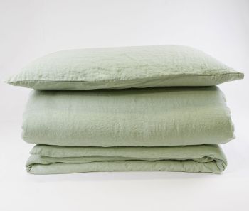 MANILA complete DOUBLE duvet cover Linen Blend STONE WASHED-Mango