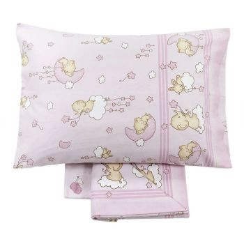MOONIE completo lenzuola per lettino con sponde BIANCALUNA-Rosa