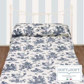 Nancy copriletto matrimoniale trapuntato primaverile - Toile de Jouy