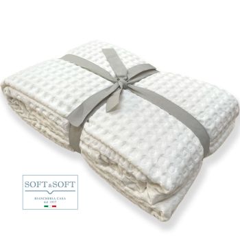 NAPONE double bedspread pure cotton honeycomb fabric 260x260 cm-White