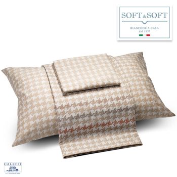 NORDICA Completo Lenzuola Misura MATRIMONIALE in Cotone CALEFFI-Tortora