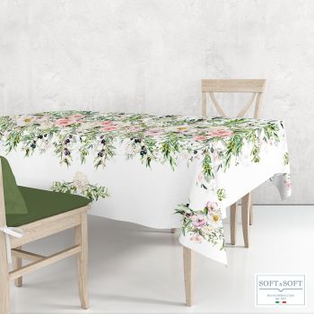 OLIVE Tablecloth for 6 People Table 150x180 Digital Print Pure Cotton