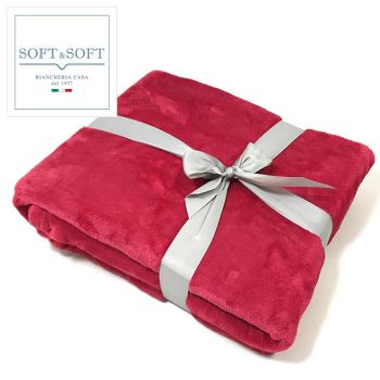 OSLO Very warm fleece blanket/plaid size 130x160 cm-Bordeaux