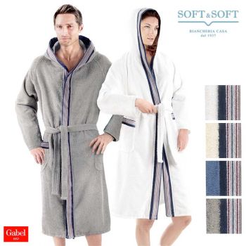 PONGO Unisex Solid Colour Bathrobe with Hood and Pockets GABEL 