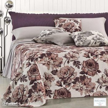 ROSE Copriletto Jacquard Tinto in Filo per Letto Matrimoniale  Rosa