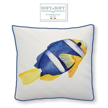 SANTORINI BLUE FISH Cuscino Arredo Imbottito cm 45x45