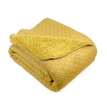 SCOTT coperta copriletto MATRIMONIALE in pile sherpa 260x260-Ocra