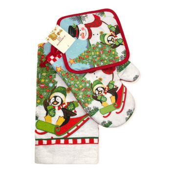 Set cucina natalizio Glitter presina guantone a asciugamano - Pupazzo