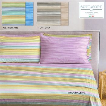 lenzuola a righe sfumate effetto mare, bellissimo disponibile nei colori verde acqua, rosa, e sabbia