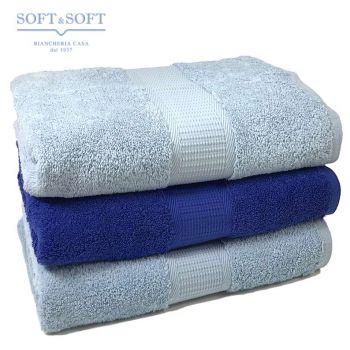 Asciugamani Casa set 3 pezzi azzurro misura da viso 500 gr.