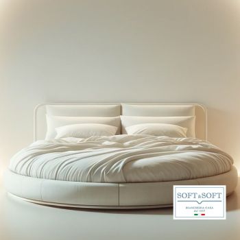 ROTONDO Completo Lenzuola per LETTO ROTONDO con 4 FEDERE-Beige