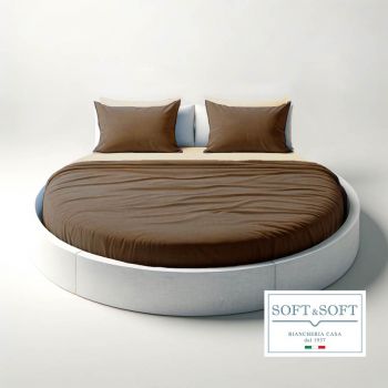 ROUND Sheet set for ROUND BED with 4 PILLOWCASES - Brown