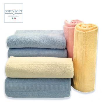 SOFT Light Bath Towel cm 100x150 pink jellow cream blue
