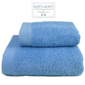 STAR 600 set 2 asciugamani viso e ospite 600 gr/m²-Azzurro