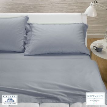 TINTA UNITA completo lenzuola per letto matrimoniale Flanella CALEFFI-Grigio