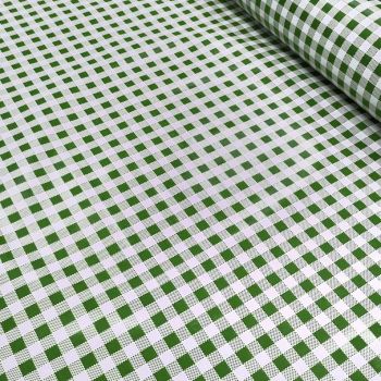 Laminated waxed tablecloth 120 cm high with green and white squares