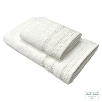 ZERO set asciugamani 1+1 spugna di cotone 650gr-Bianco